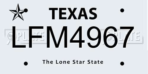 LFM4967 Texas License Plate