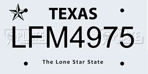 LFM4975 Texas License Plate