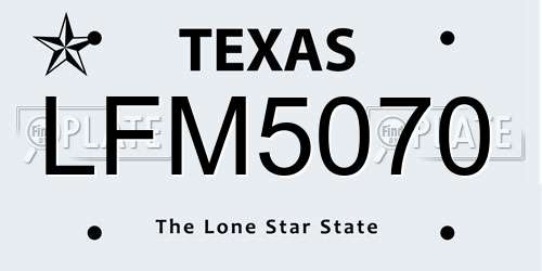LFM5070 Texas License Plate