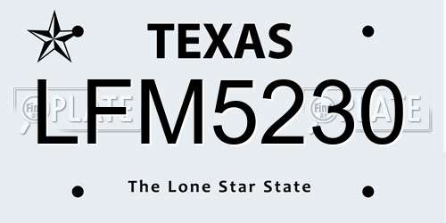 LFM5230 Texas License Plate