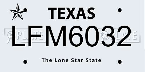 LFM6032 Texas License Plate