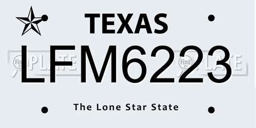 LFM6223 Texas License Plate