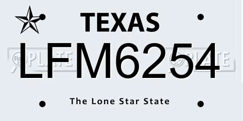 LFM6254 Texas License Plate