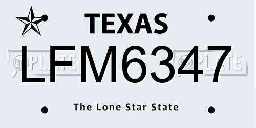 LFM6347 Texas License Plate