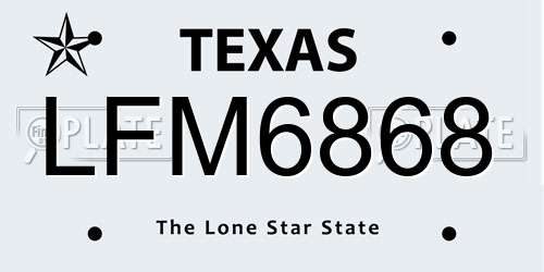 LFM6868 Texas License Plate