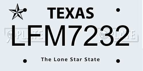 LFM7232 Texas License Plate