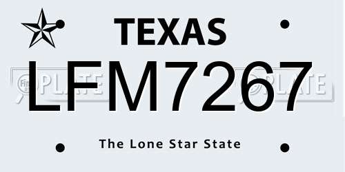 LFM7267 Texas License Plate