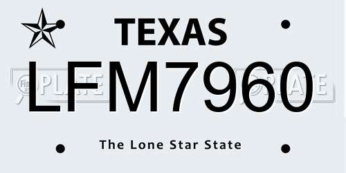 LFM7960 Texas License Plate