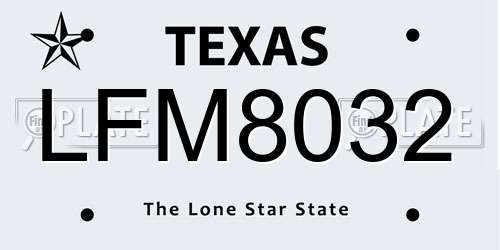 LFM8032 Texas License Plate