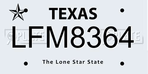 LFM8364 Texas License Plate