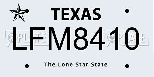 LFM8410 Texas License Plate