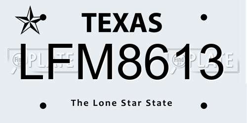LFM8613 Texas License Plate