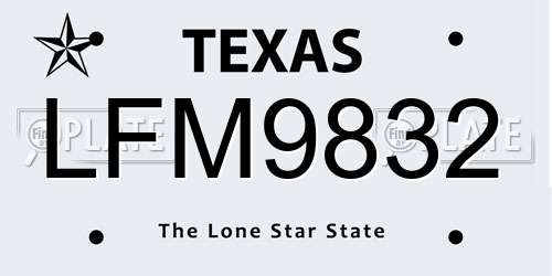 LFM9832 Texas License Plate