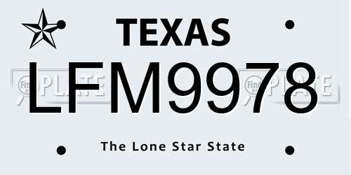 LFM9978 Texas License Plate