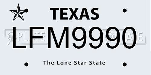 LFM9990 Texas License Plate