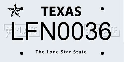 LFN0036 Texas License Plate