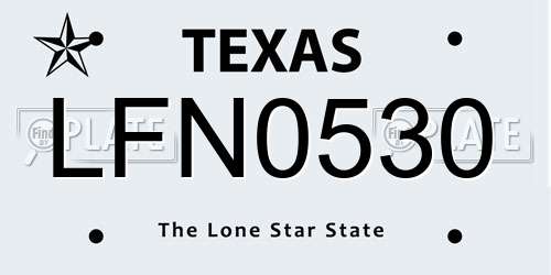 LFN0530 Texas License Plate