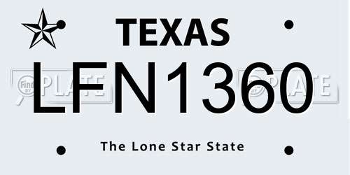 LFN1360 Texas License Plate