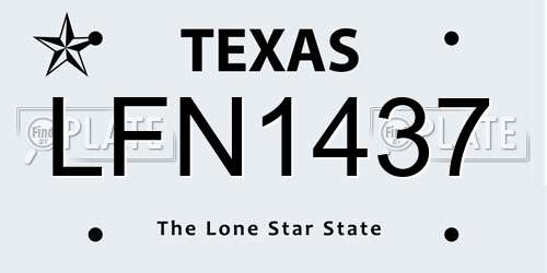 LFN1437 Texas License Plate