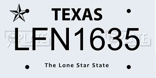LFN1635 Texas License Plate