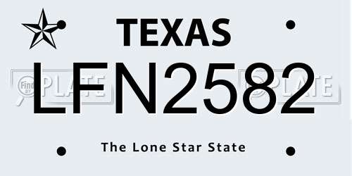 LFN2582 Texas License Plate