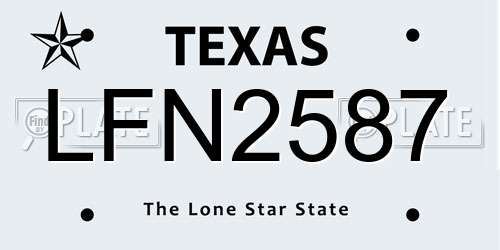 LFN2587 Texas License Plate