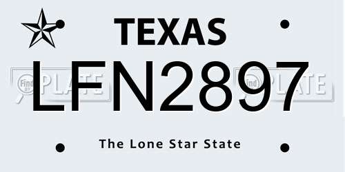 LFN2897 Texas License Plate