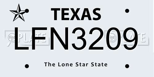 LFN3209 Texas License Plate