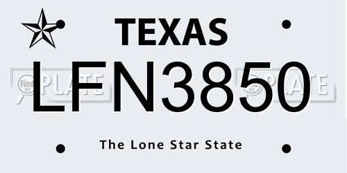 LFN3850 Texas License Plate
