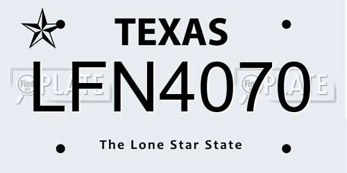 LFN4070 Texas License Plate