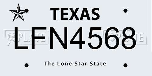 LFN4568 Texas License Plate