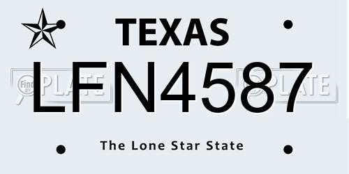 LFN4587 Texas License Plate