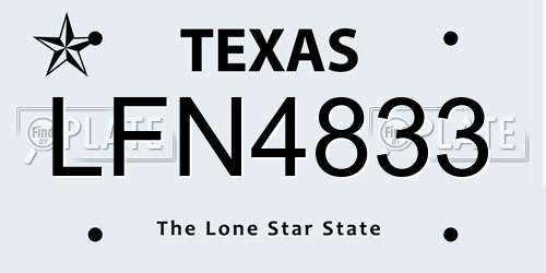 LFN4833 Texas License Plate