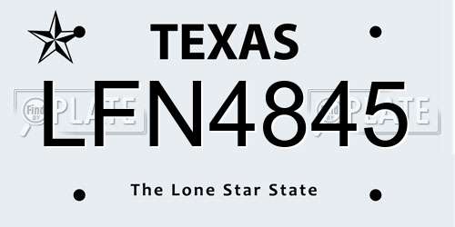 LFN4845 Texas License Plate