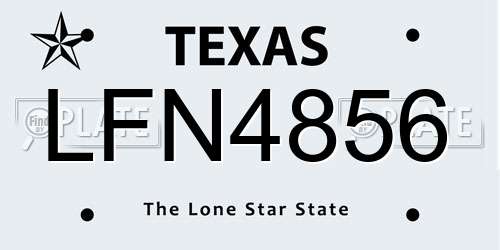 LFN4856 Texas License Plate