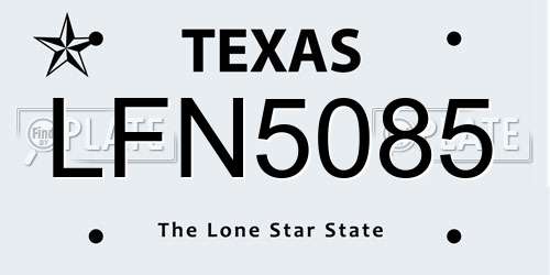 LFN5085 Texas License Plate