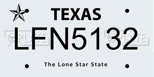 LFN5132 Texas License Plate