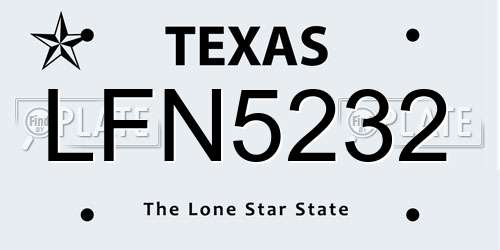 LFN5232 Texas License Plate