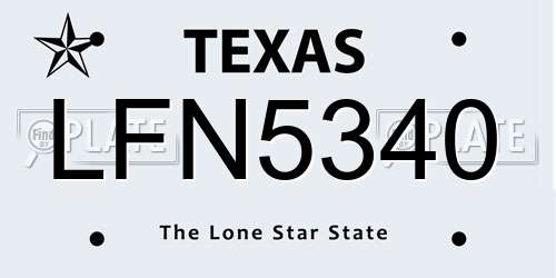 LFN5340 Texas License Plate