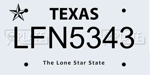 LFN5343 Texas License Plate
