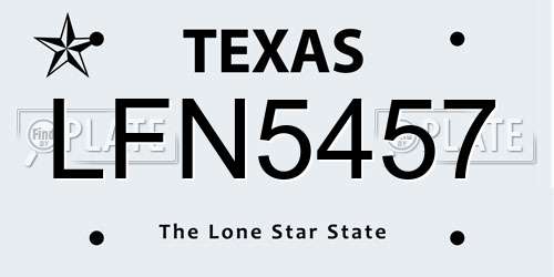 LFN5457 Texas License Plate