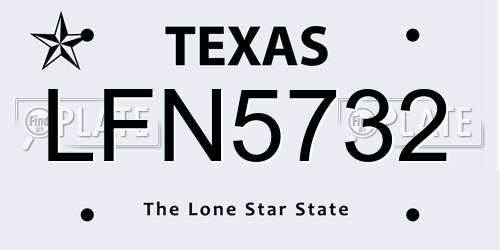 LFN5732 Texas License Plate