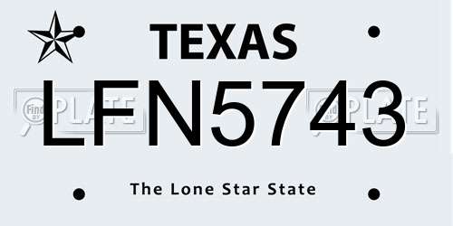 LFN5743 Texas License Plate