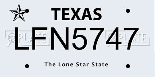 LFN5747 Texas License Plate