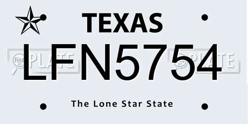 LFN5754 Texas License Plate