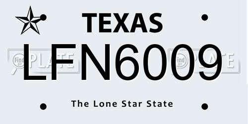 LFN6009 Texas License Plate