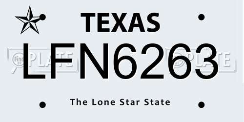 LFN6263 Texas License Plate