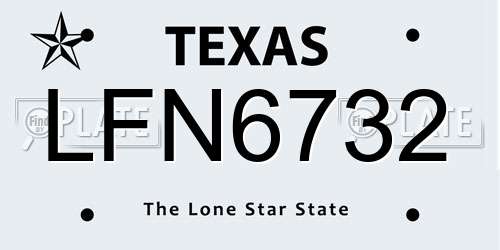 LFN6732 Texas License Plate