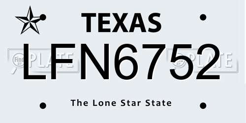 LFN6752 Texas License Plate