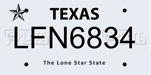 LFN6834 Texas License Plate